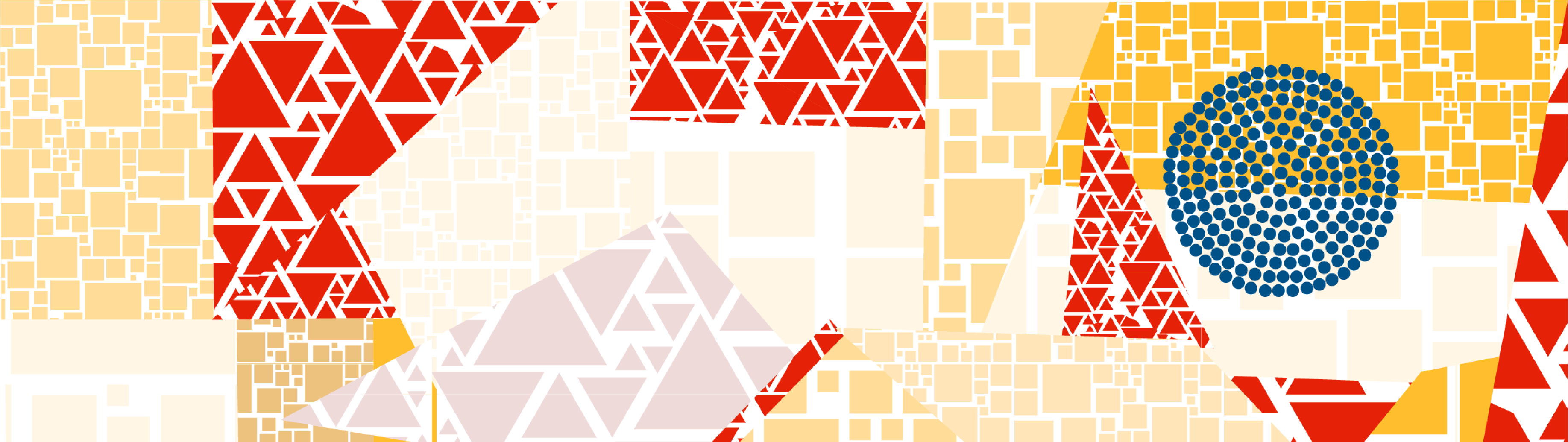 A mosaic of different colors and shapes with one section pulled out and magnified.